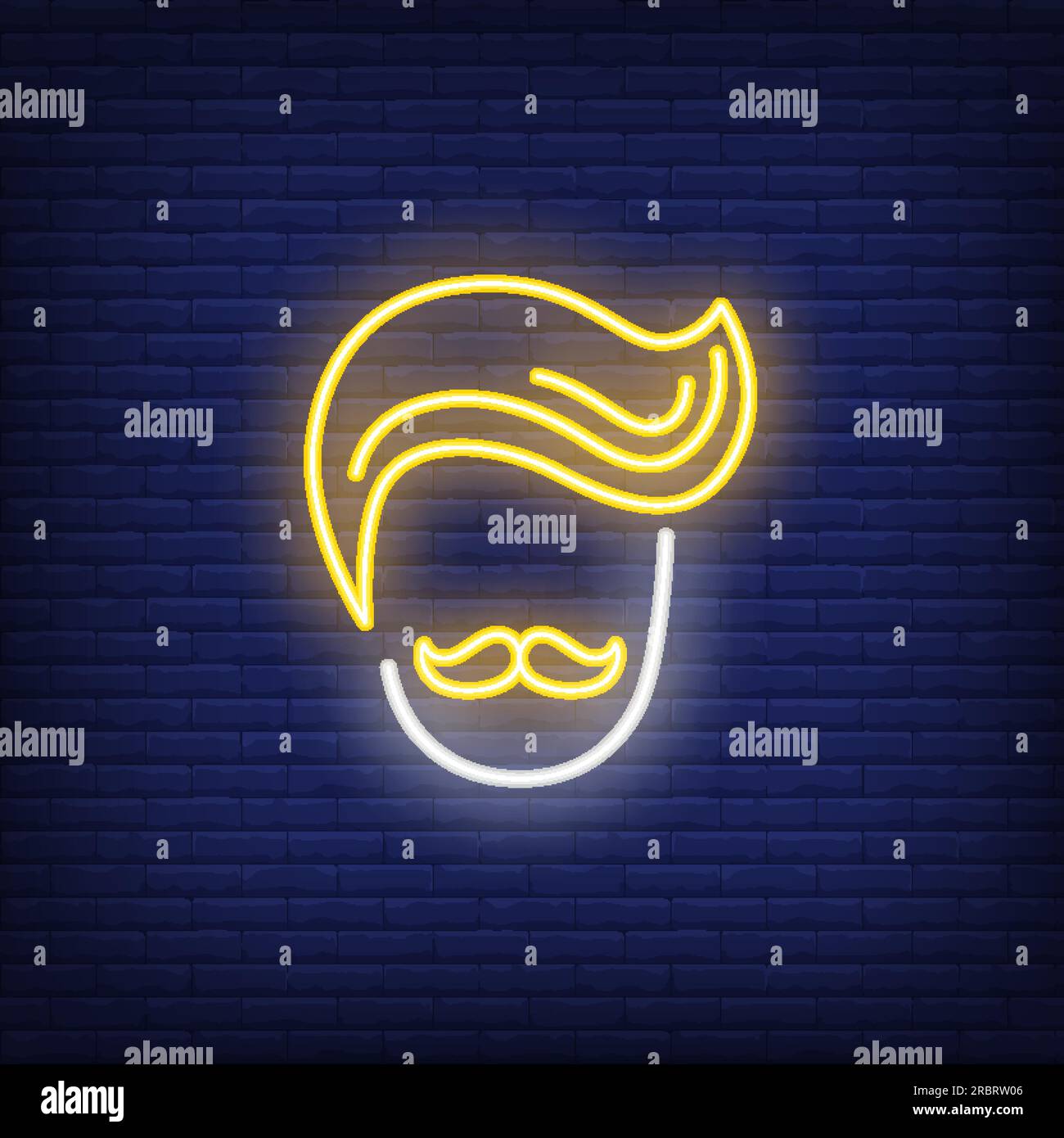 Hipster head neon sign Stock Vector