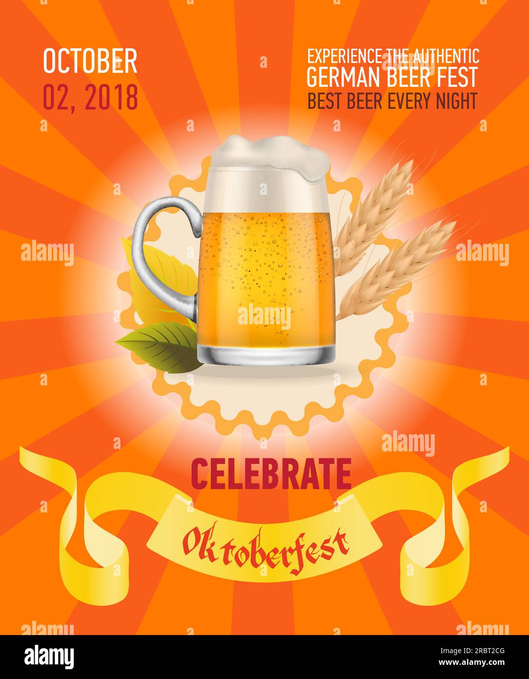 Octoberfest, best beer orange poster design Stock Vector Image & Art