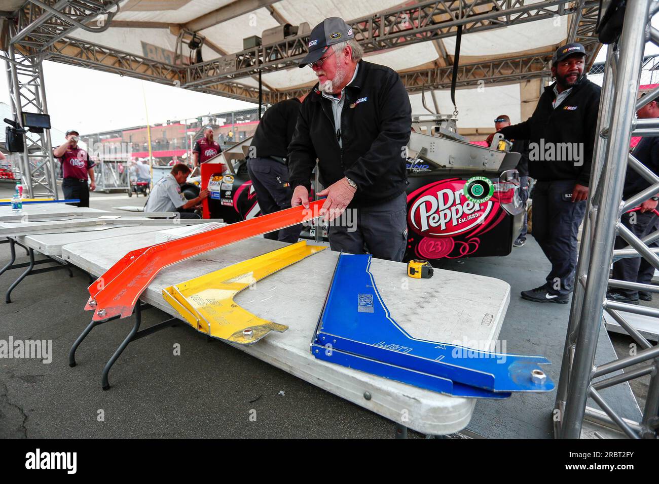 Fontana, CA, Mar 22, 2015: The NASCAR Sprint Cup Series teams take to the track for the Auto Club 400 at Auto Club Speedway in Fontana, CA Stock Photo