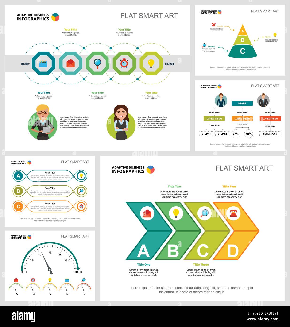 Workflow Chart Stock Image Colorful startup or workflow concept infographic charts set Stock ...