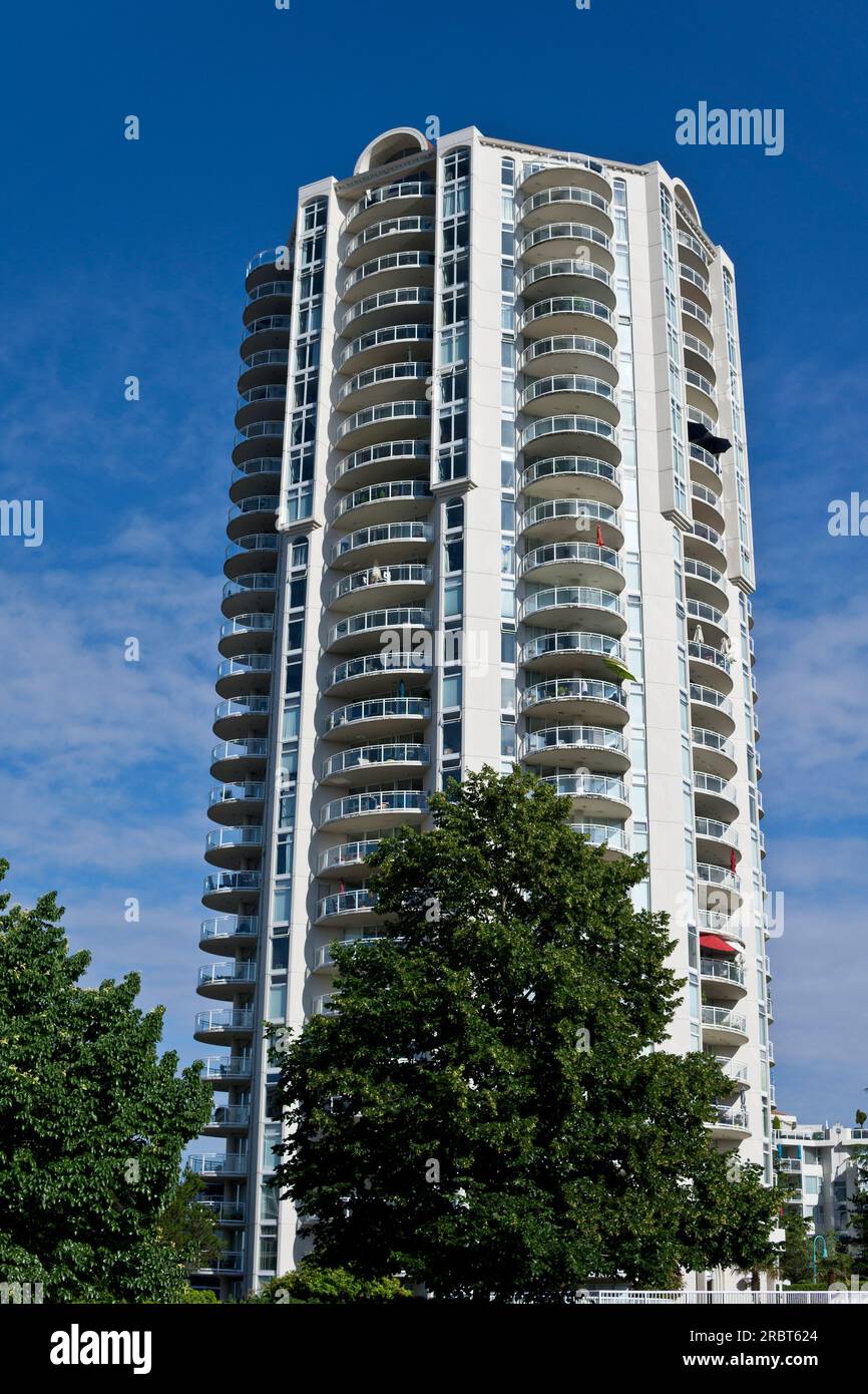 Highrise apartment building near the waterfront in Nanaimo, British Columbia, Canada Stock Photo