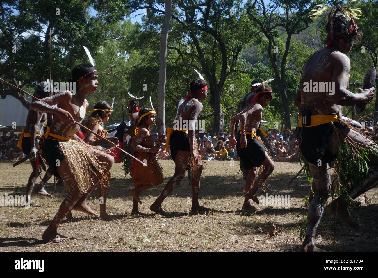 Yarrabah dance team, Laura Quinkan Indigenous Dance Festival, Cape York Peninsula, Queensland, Australia, 2023. No MR or PR Stock Photo