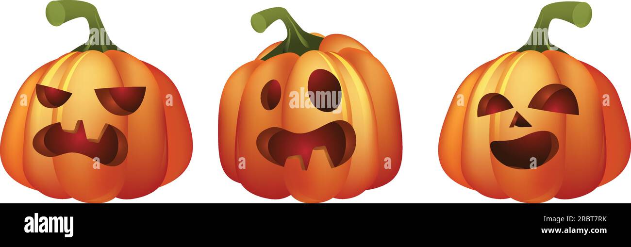 Three jack-o-lanterns vector illustration Stock Vector Image & Art - Alamy