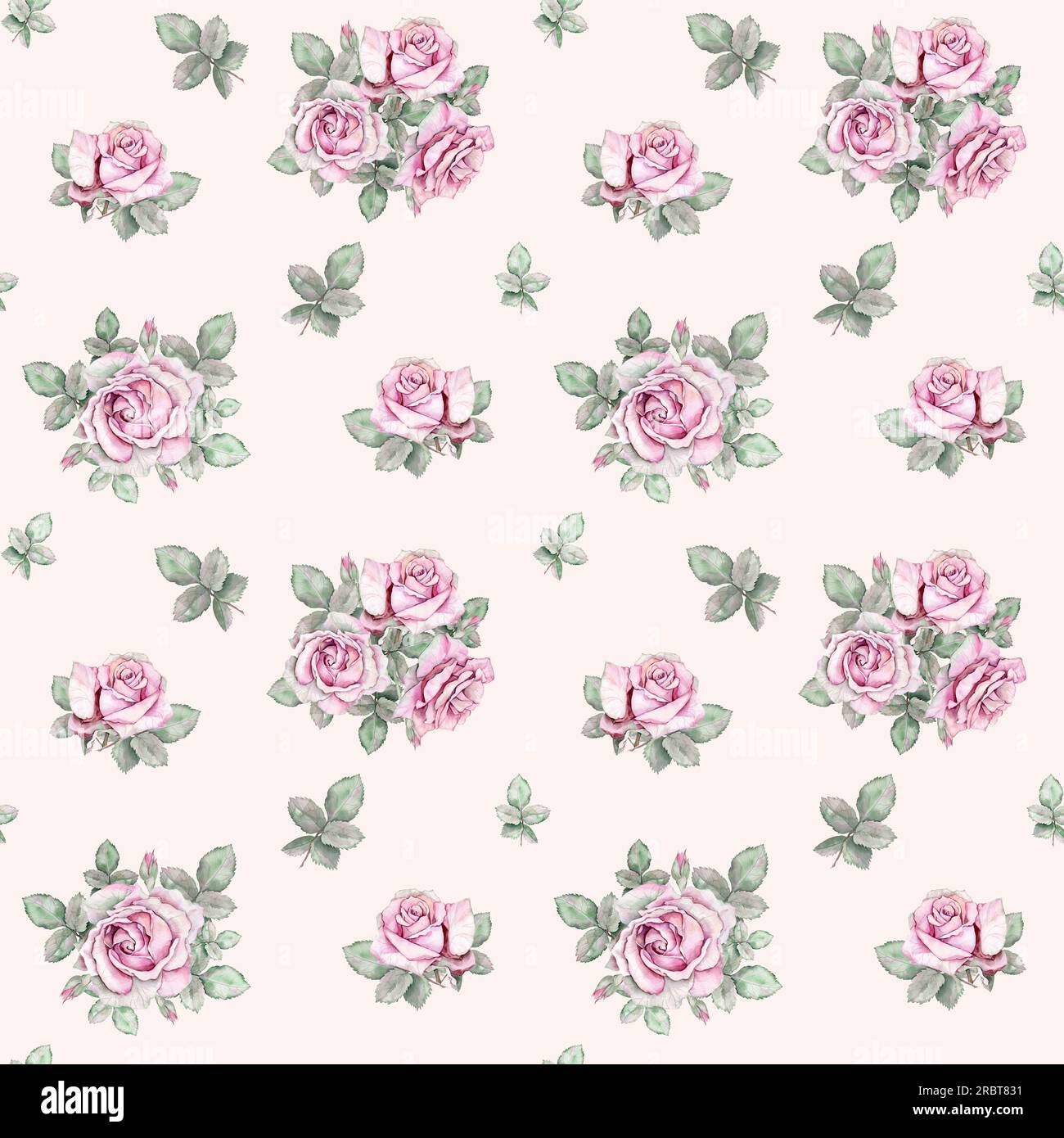 Watercolor seamless pattern. Roses. Hand drawn illustration Stock Photo ...