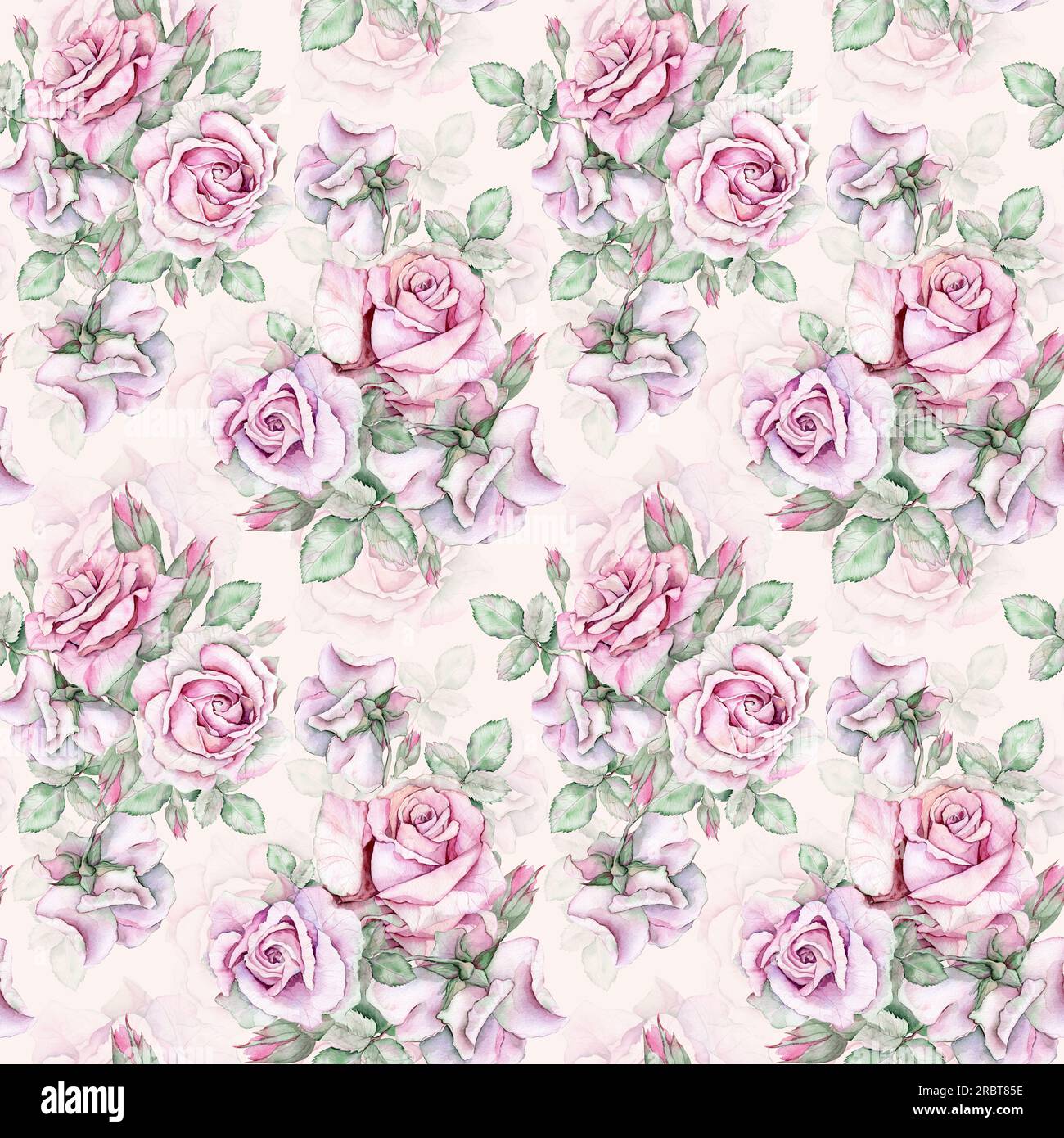 Watercolor seamless pattern. Roses. Hand drawn illustration Stock Photo ...