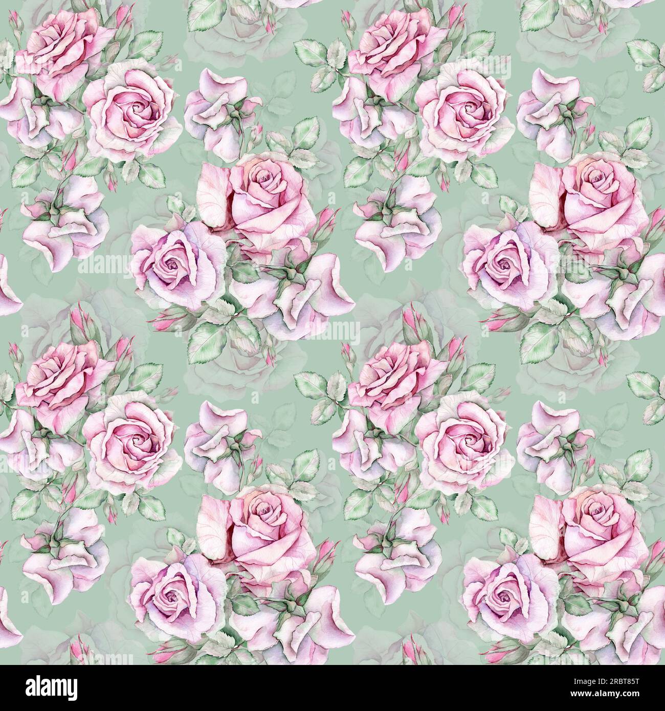 Watercolor seamless pattern. Roses. Hand drawn illustration Stock Photo ...