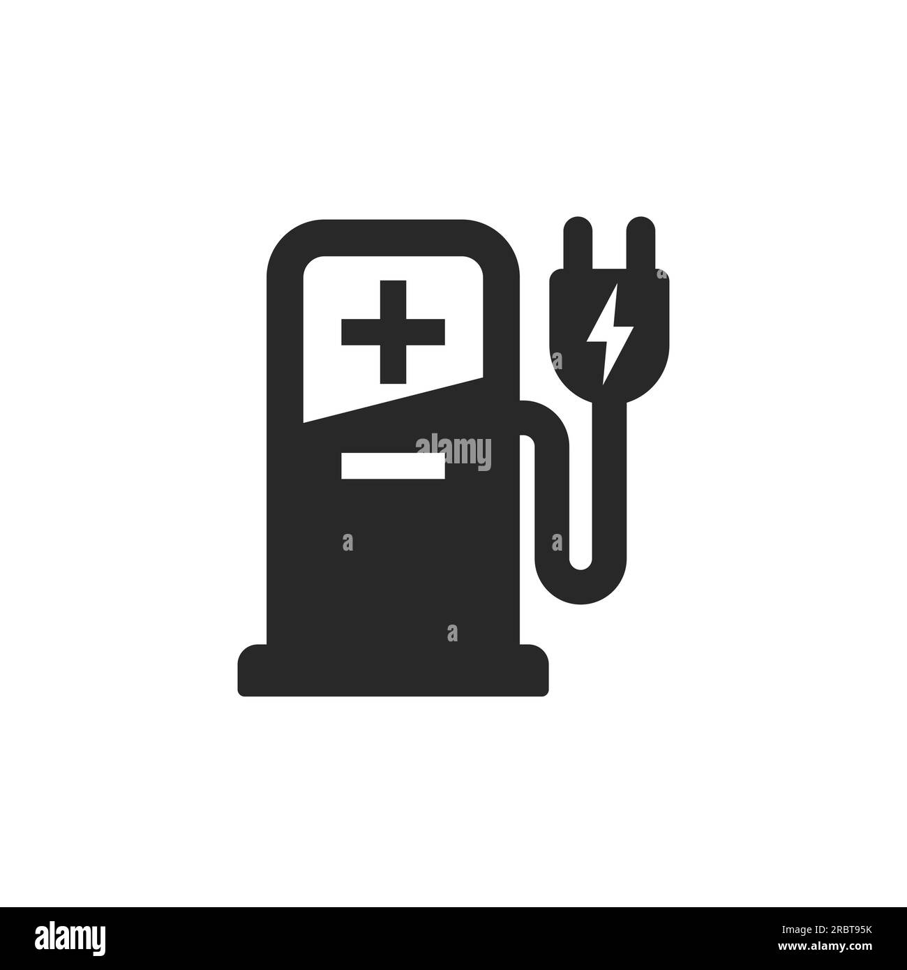 simple electric car charge point bowser logo symbol sign icon station with power plug and lightning bolt vector isolated on white background Stock Vector
