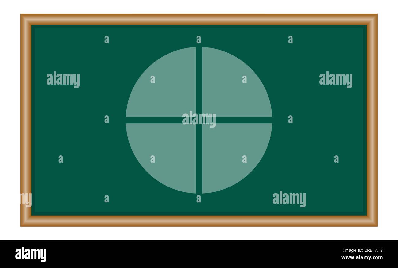 Four parts of circle. Pie chart with four same size sectors 