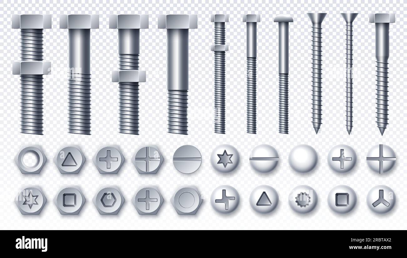 Set of metal bolt and screws Stock Vector Image & Art Alamy