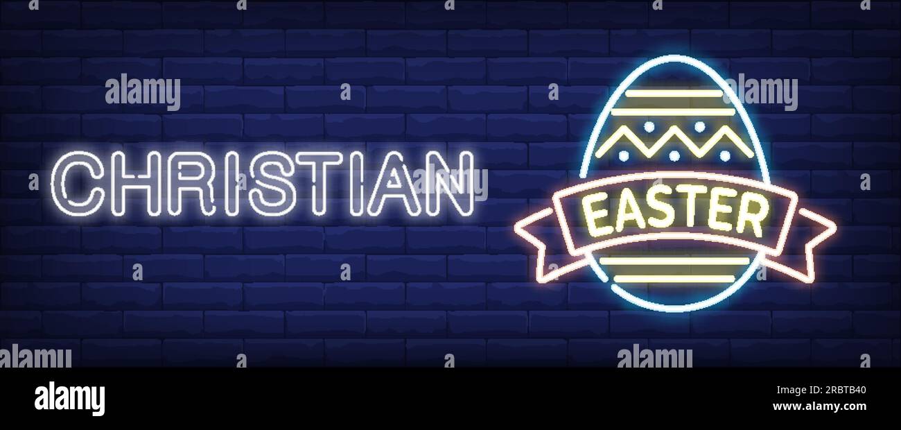 Cristian Easter neon sign Stock Vector