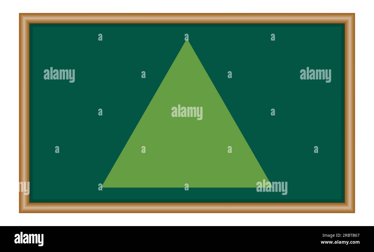 Properties of equilateral triangle in mathematics. Three sides with same length. Geometric shape. Mathematics resources for teachers and students. Stock Vector