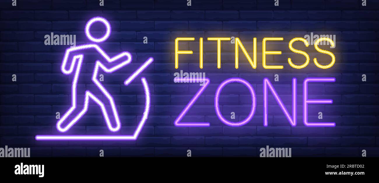 Fitness Zone neon sign. Glowing bar lettering Stock Vector Image & Art