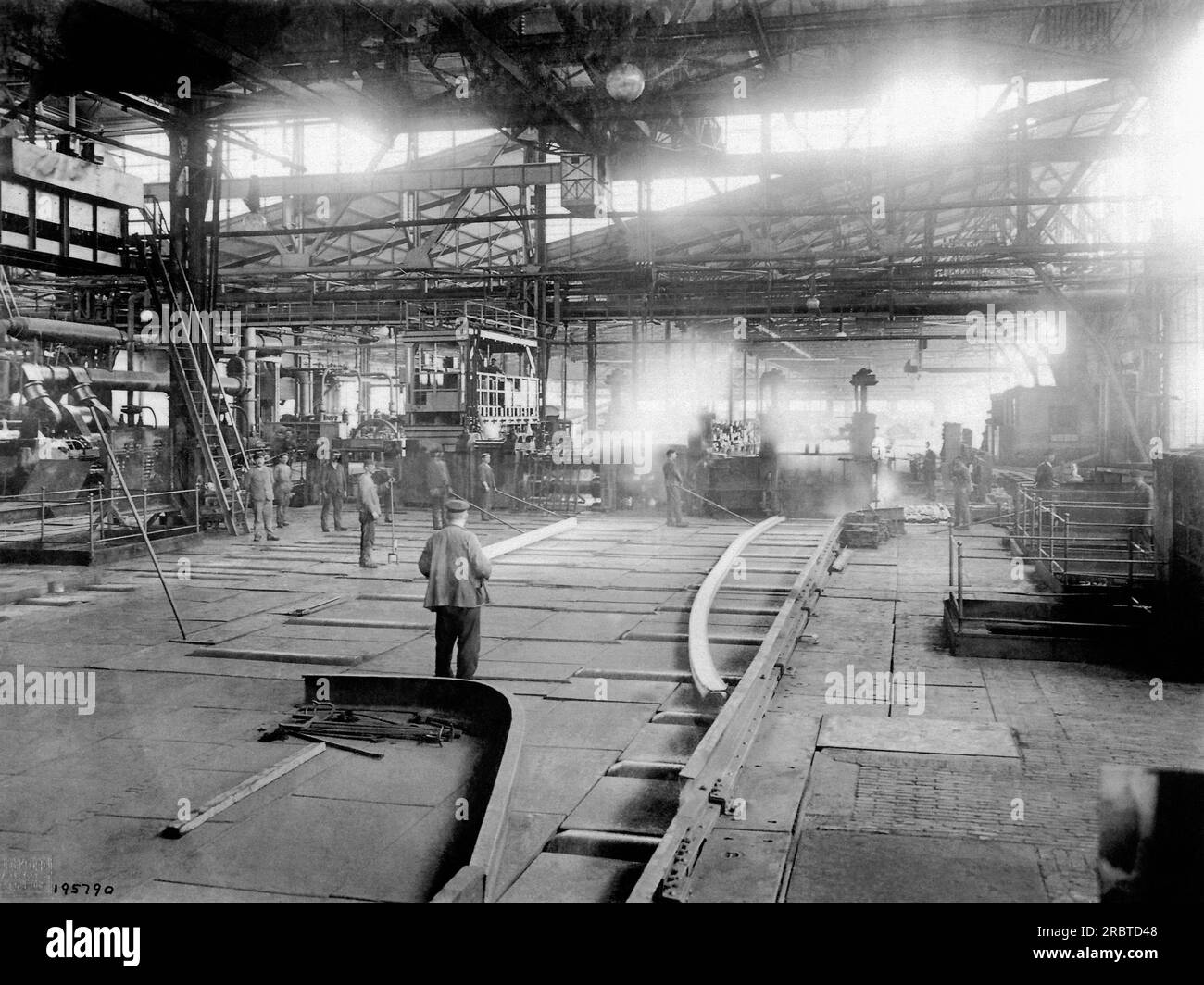 Essen, Germany:  c. 1915 Scene in the Krupp gun works where guns and ammunition are being rushed for the Kaiser's forces as well as for the German allies. Stock Photo