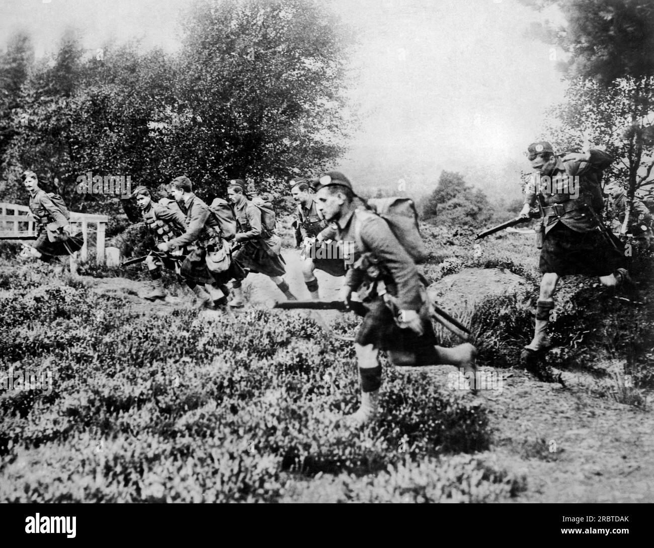 Europe: September 11, 1914 Scottish Highlanders in their kilts charge