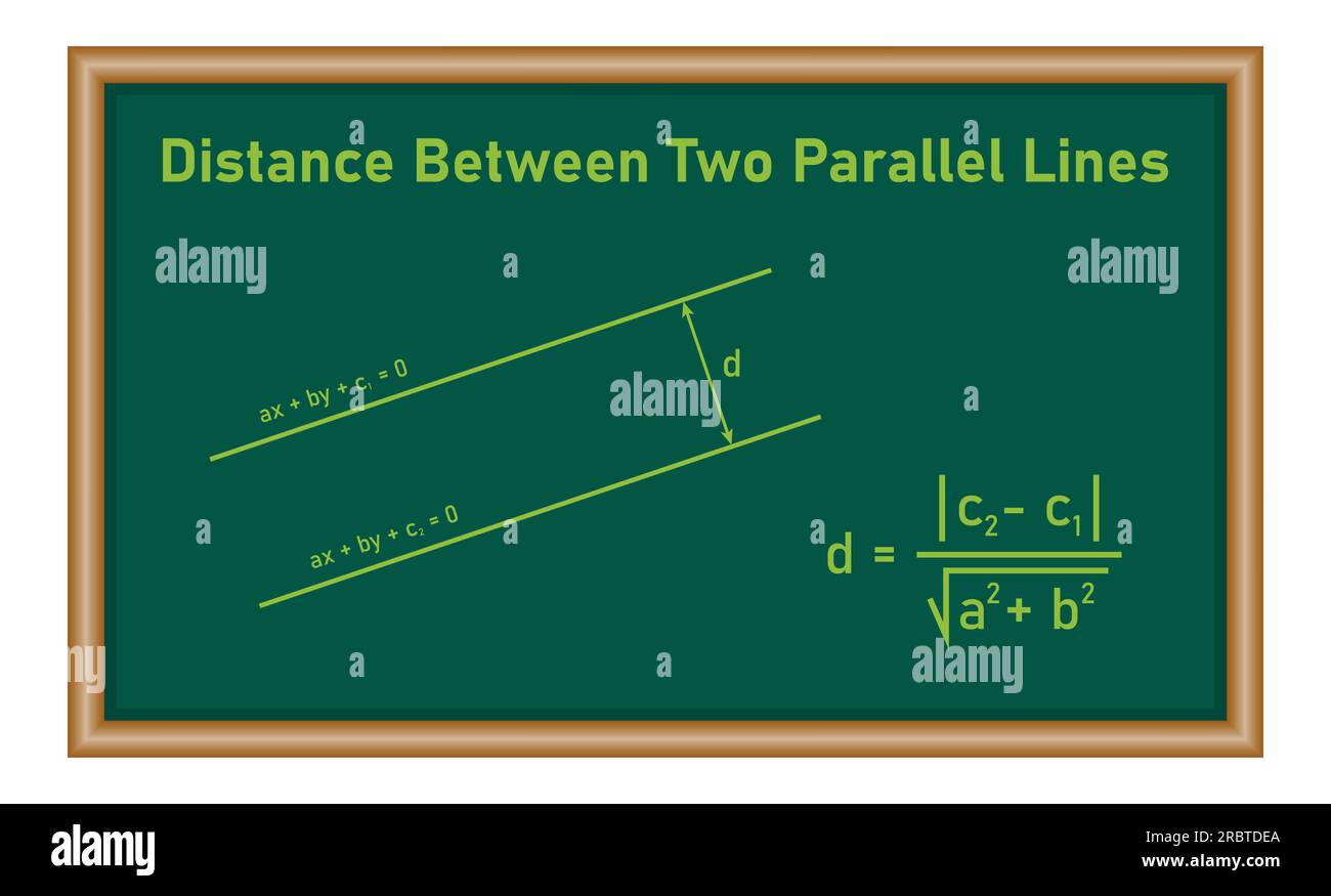 Distance between two parallel lines. Mathematics resources for teachers and students. Stock Vector