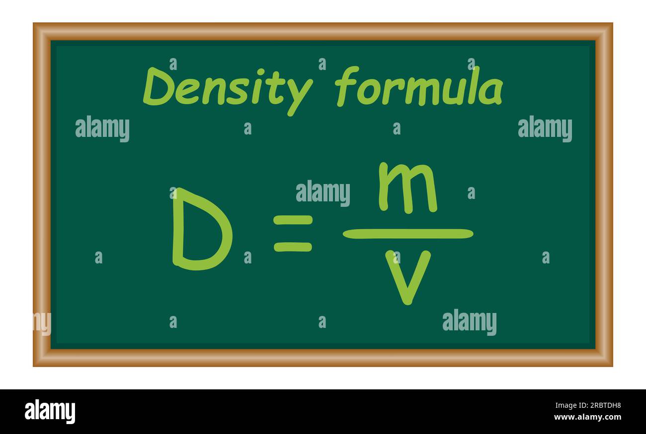 The density formula in chemistry. Physics resources for teachers and students. Stock Vector