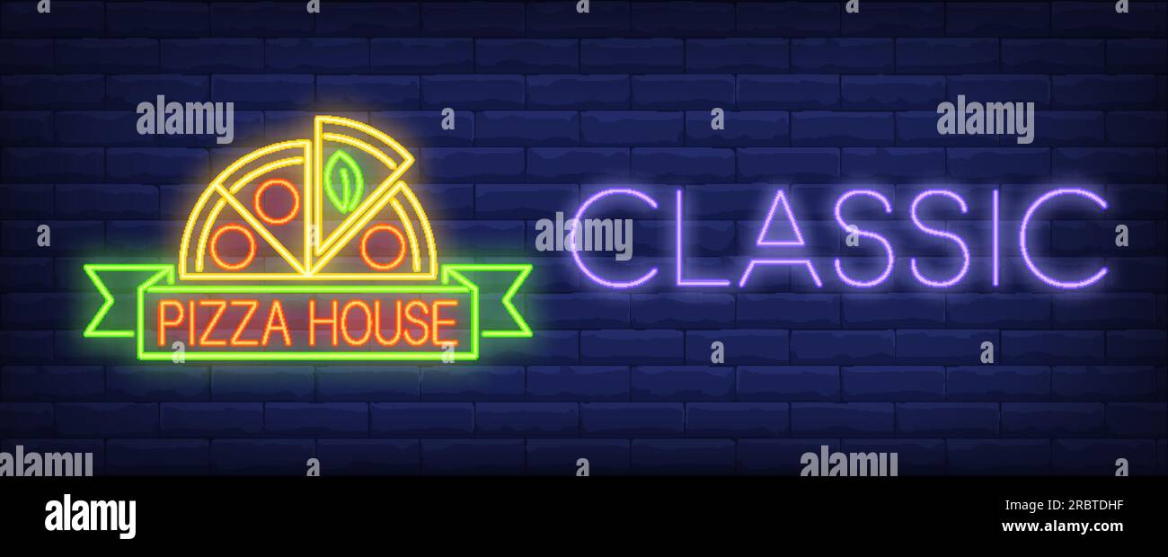 Classic pizza house neon sign Stock Vector Image & Art Alamy