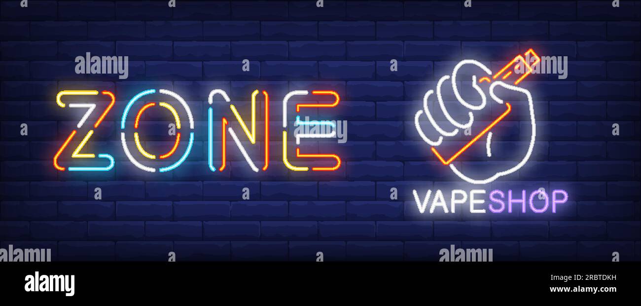 Zone vape shop neon sign Stock Vector