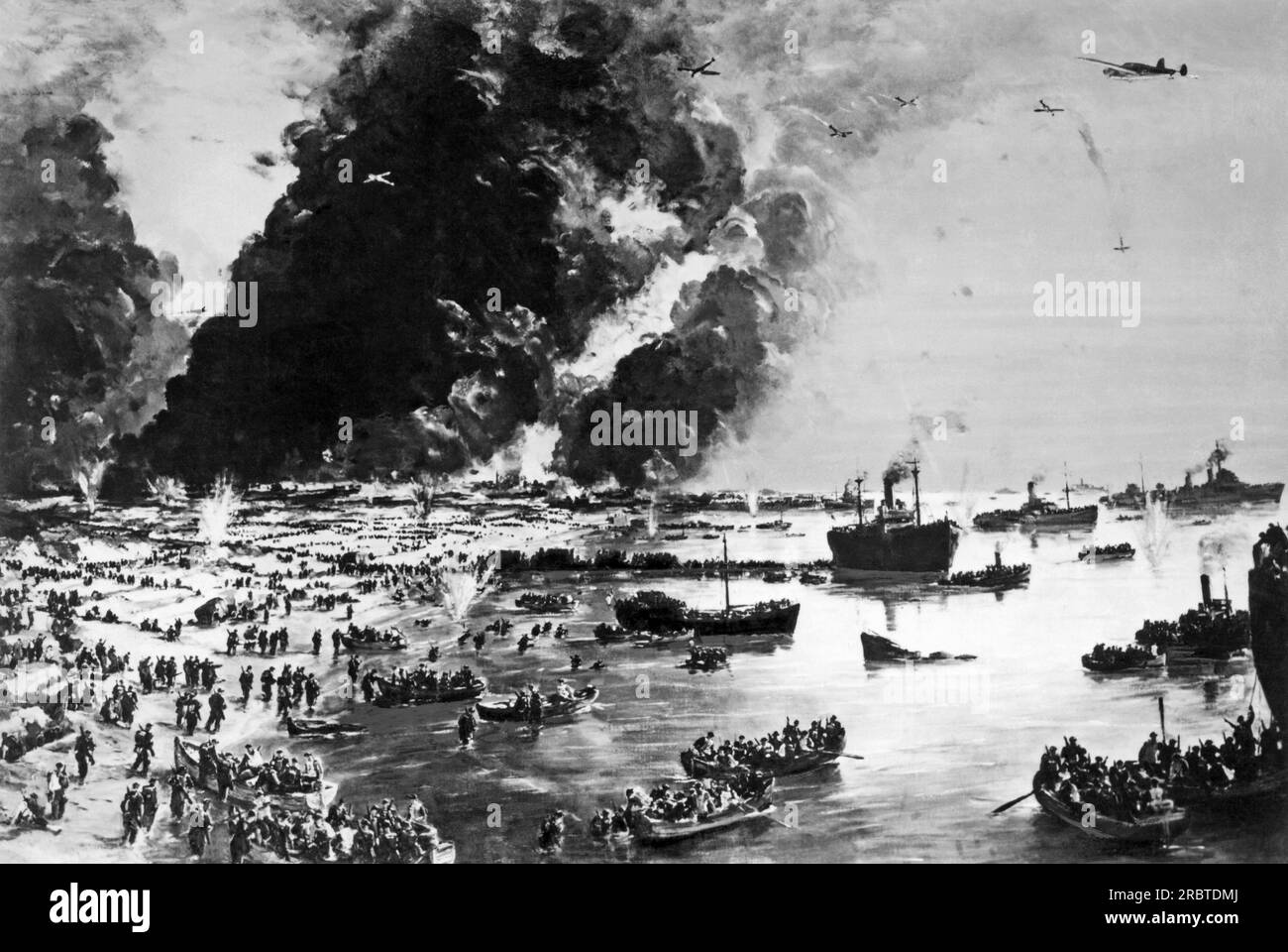 Dunkirk, France: c. June 1, 1940. The Evacuation of Dunkirk as painted ...