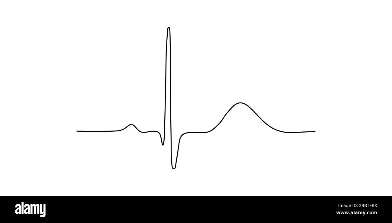 Ventricular repolarization, T wave. The QT interval of ECG. The cardiac cycle. ECG of a heart in normal sinus rhythm. Stock Vector