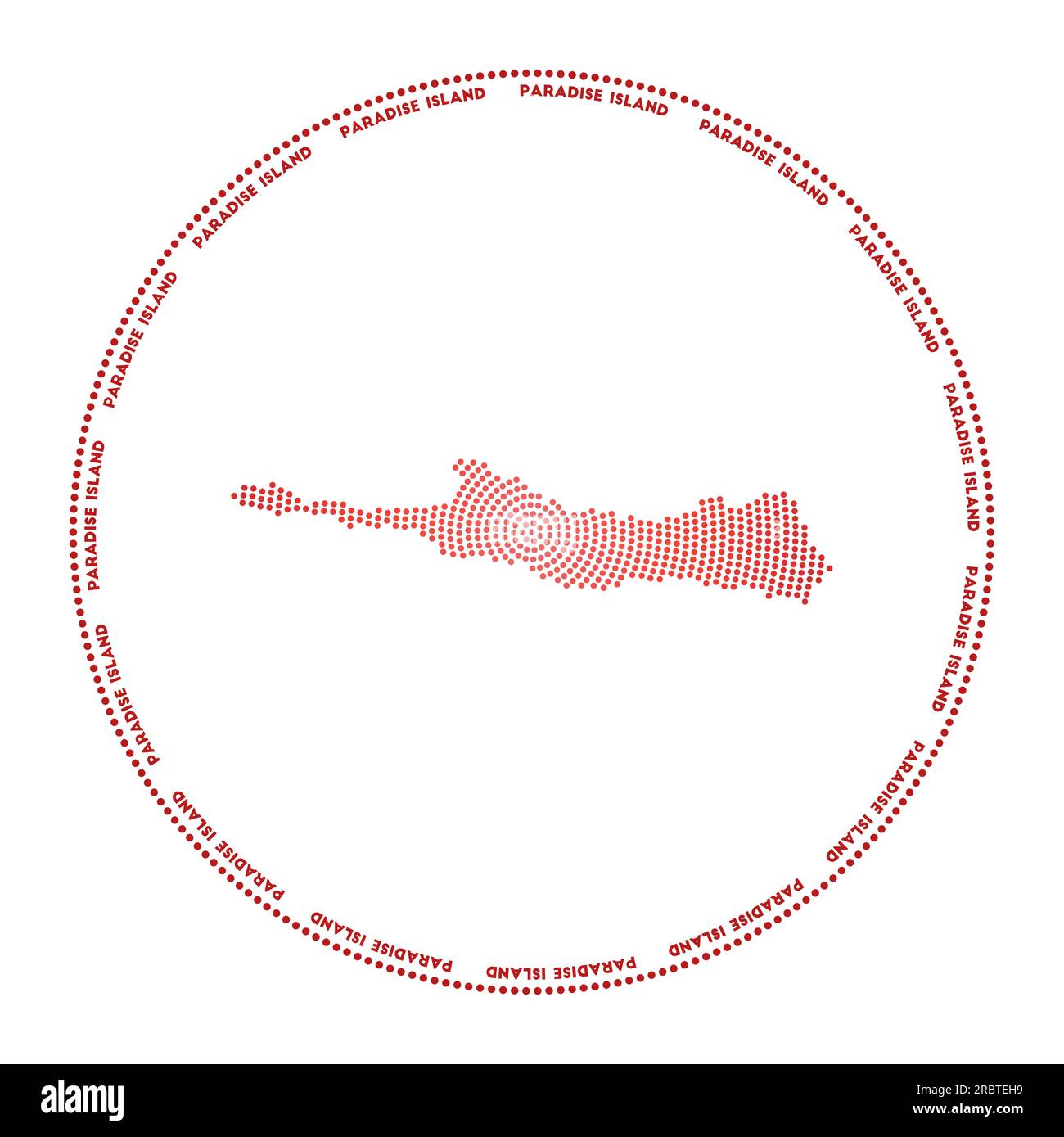 Paradise Island round logo. Digital style shape of Paradise Island in