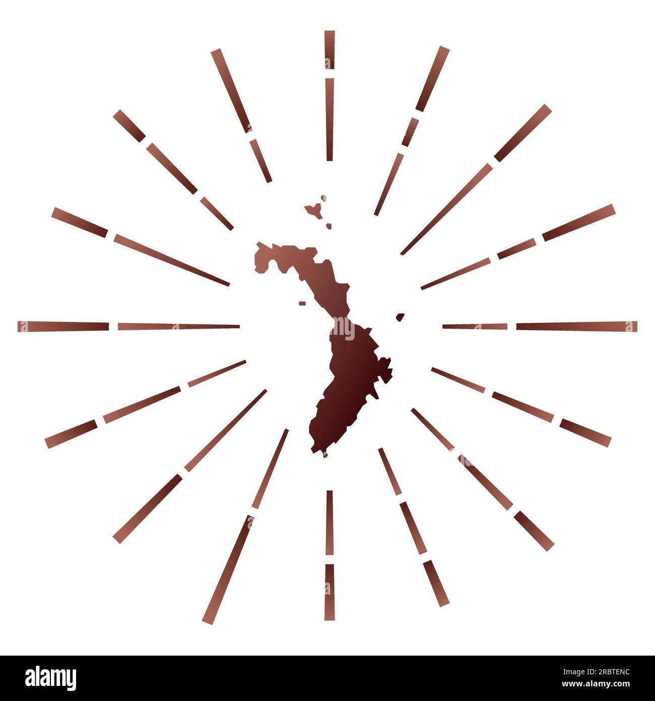 Lord Howe Island gradiented sunburst. Border map with colorful star