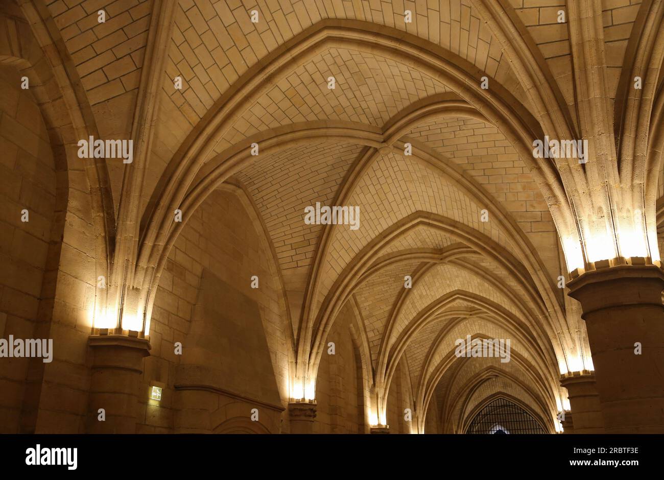 The ceiling of the main hall - La Conciergerie interior, Paris, France Stock Photo