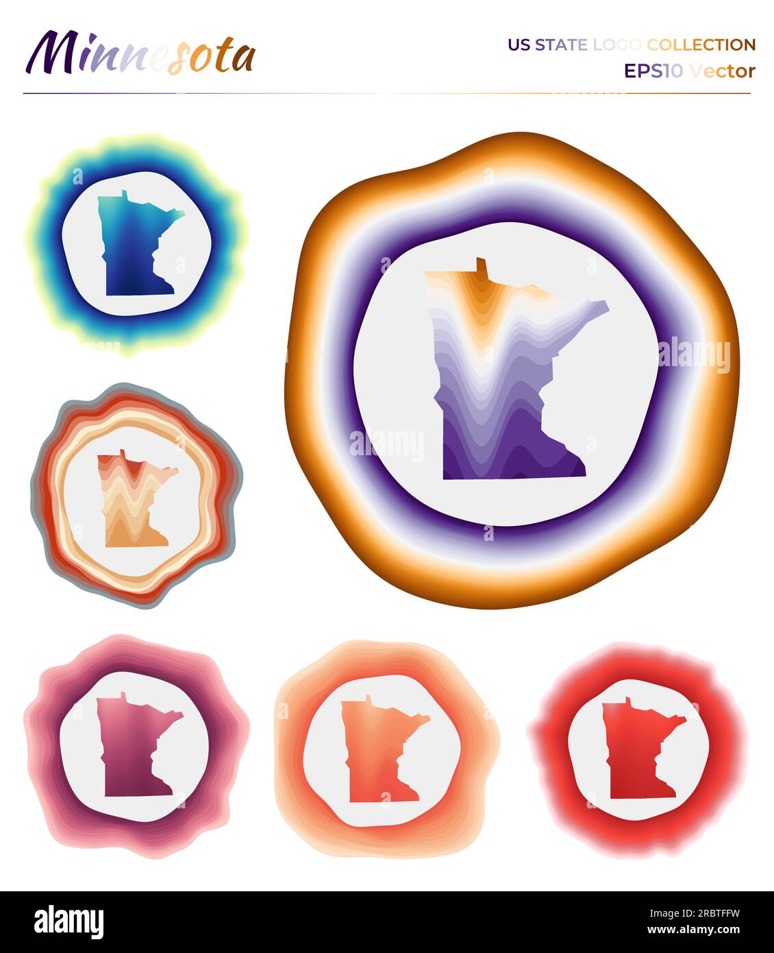 Minnesota logo collection. Colorful badge of the US state. Layers ...