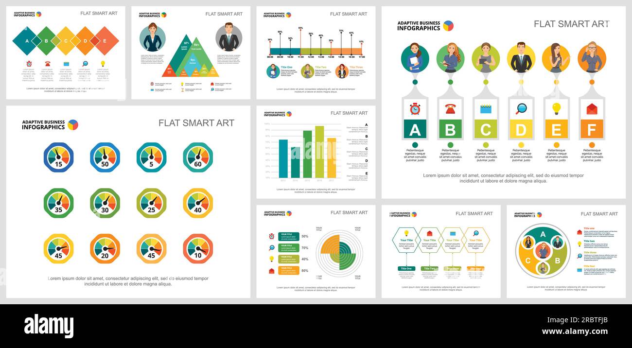 Colorful research and planning infographic charts set Stock Vector ...