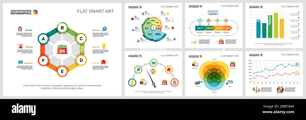 Colorful banking or planning concept infographic charts set Stock ...