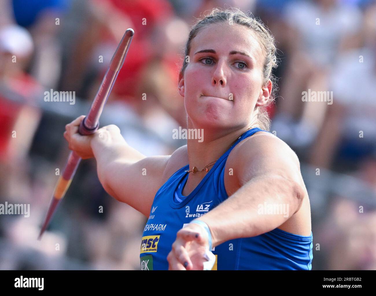 Kassel, Germany. 09th July, 2023. Athletics German Championships in the Auestadion. Javelin