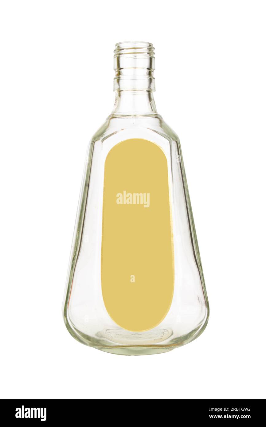 empty liquor bottle isolated on white background. Stock Photo