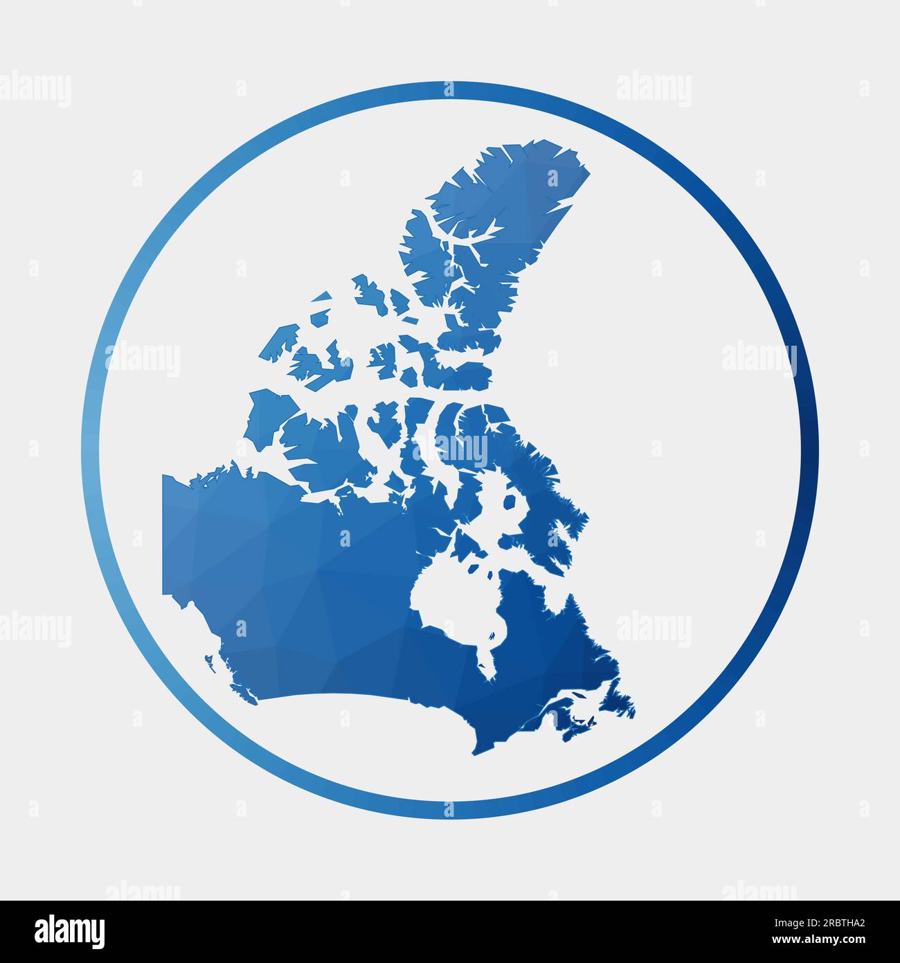Canada icon. Polygonal map of the country in gradient ring. Round low poly Canada sign. Vector