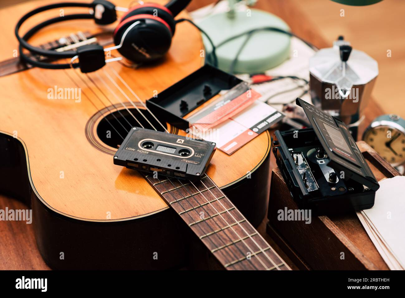 The vintage audio cassette tape, analog tape format for audio