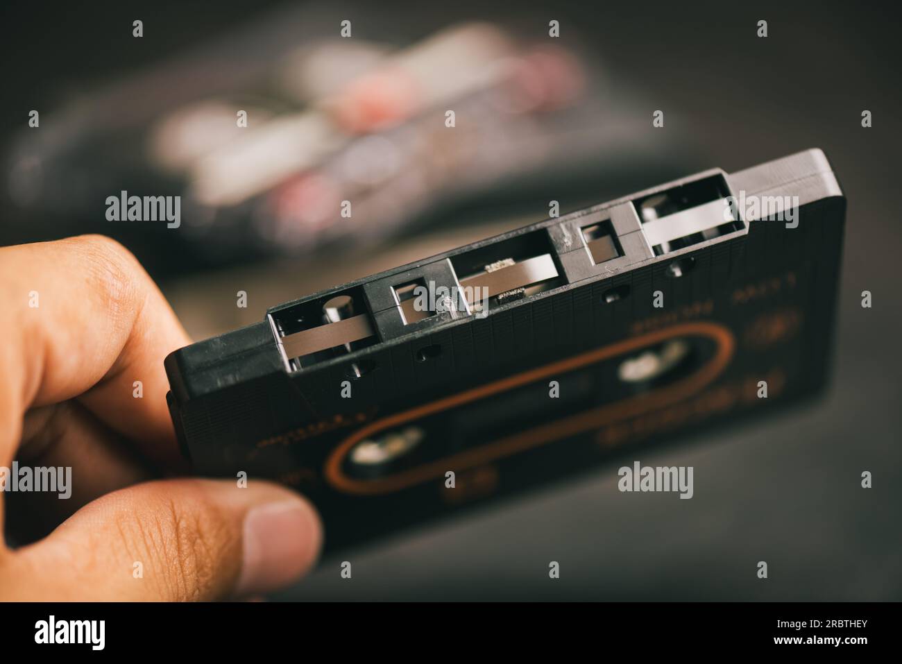 The vintage audio cassette tape, analog tape format for audio