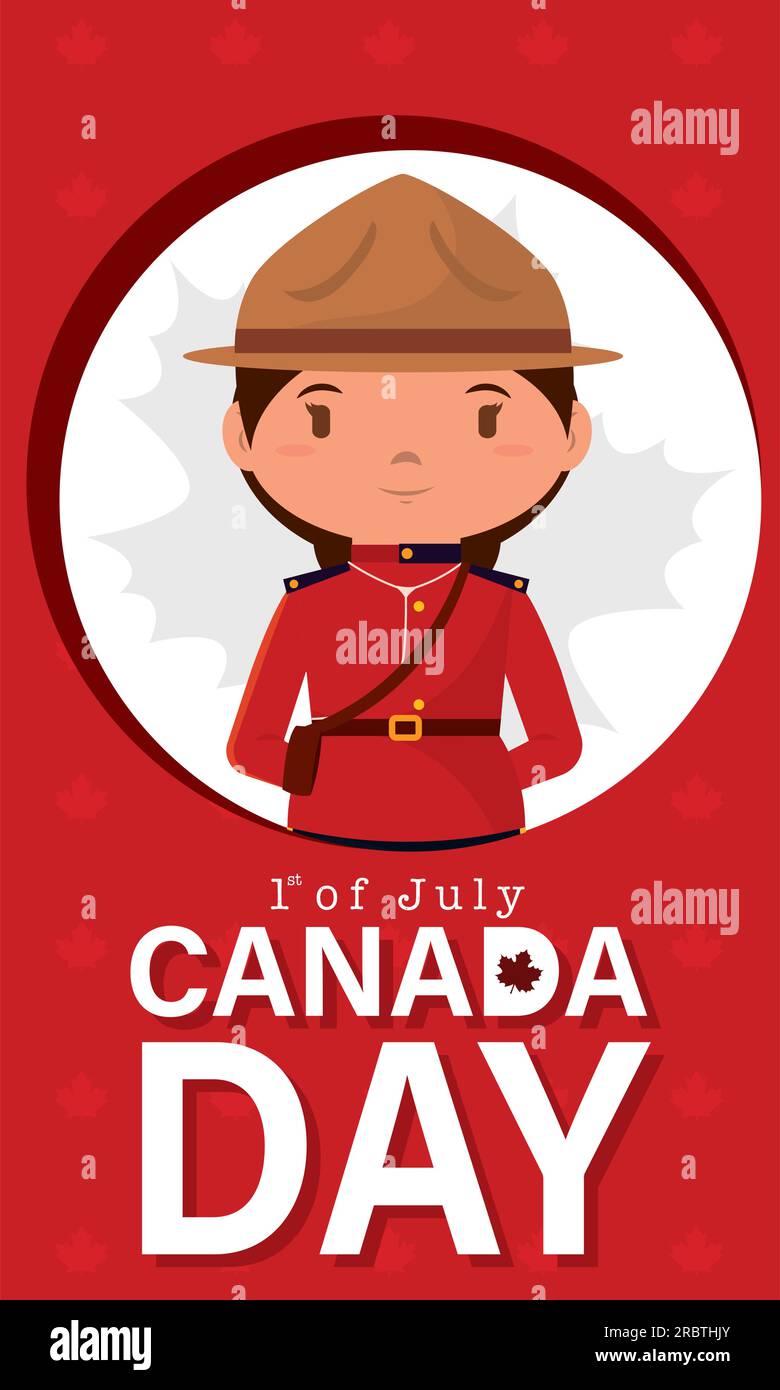 Vertical canada day template with a female forest ranger character ...