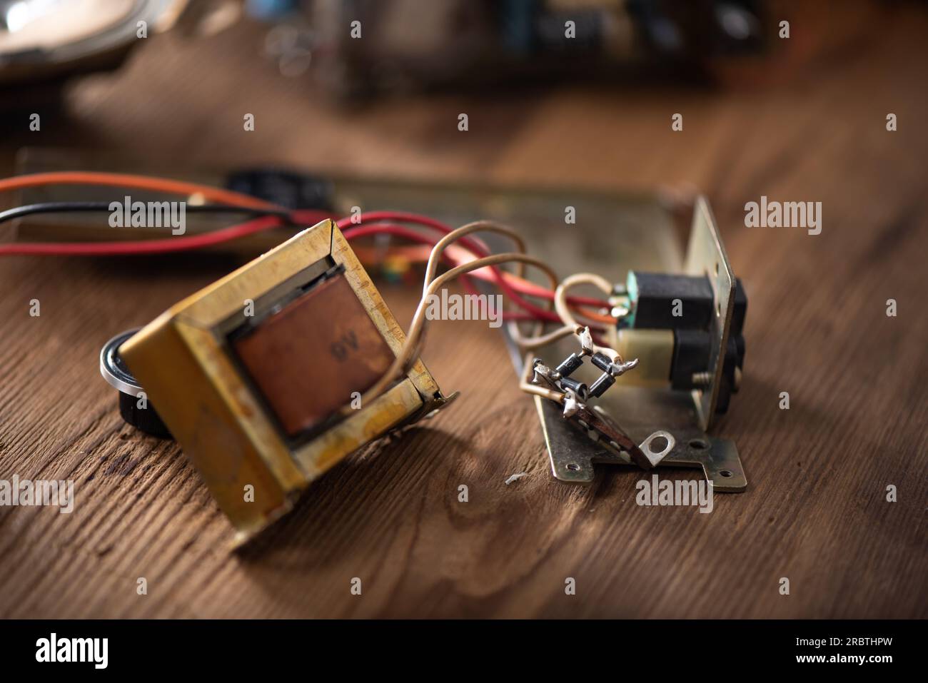 Close up diodes in diode bridge circuit connected to transformer