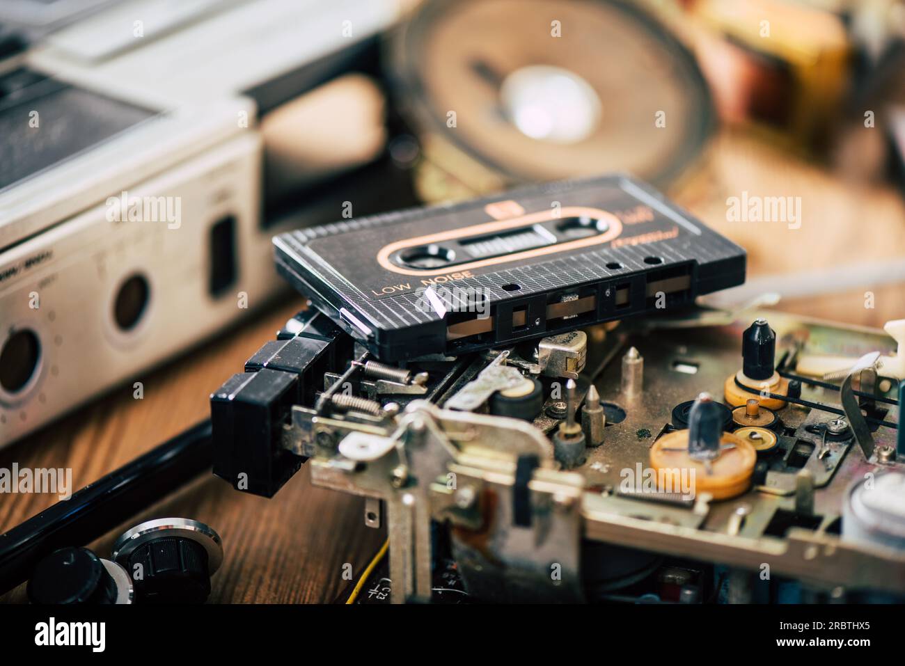 The vintage audio cassette tape, analog tape format for audio