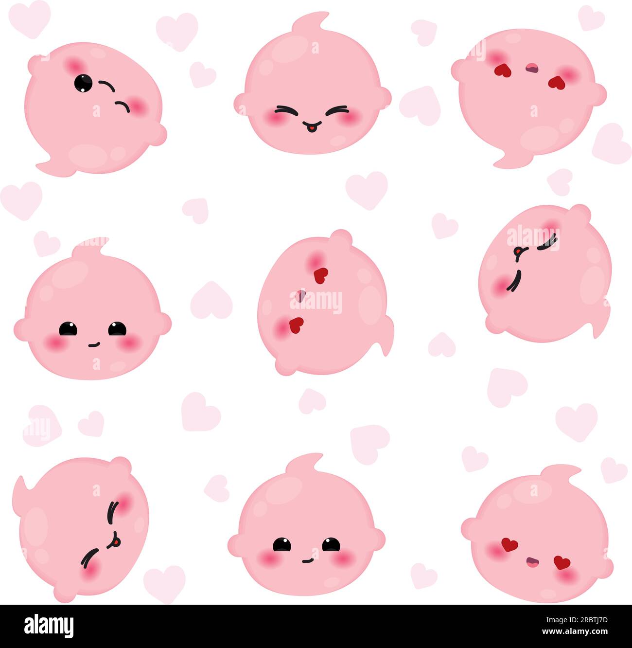 Seamless pattern background with baby emoji icons Vector Stock Vector