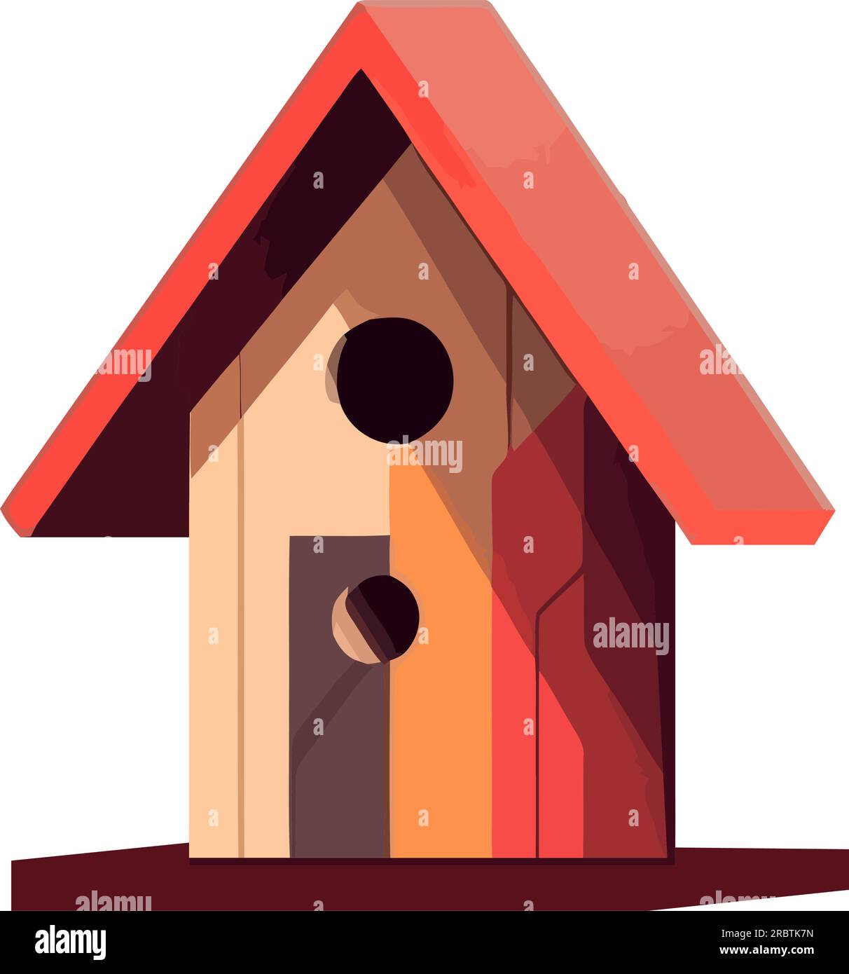 cartoon birdhouse icon on isolated wood material Stock Vector Image ...