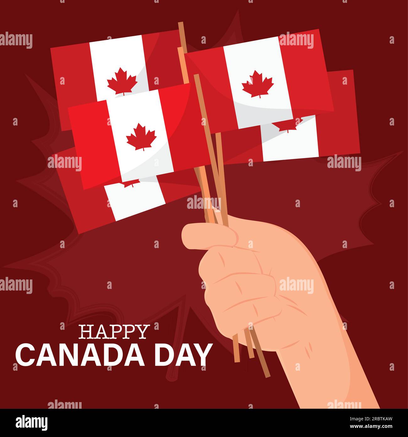 Hand holding multiple canadian flags Canada day Vector Stock Vector