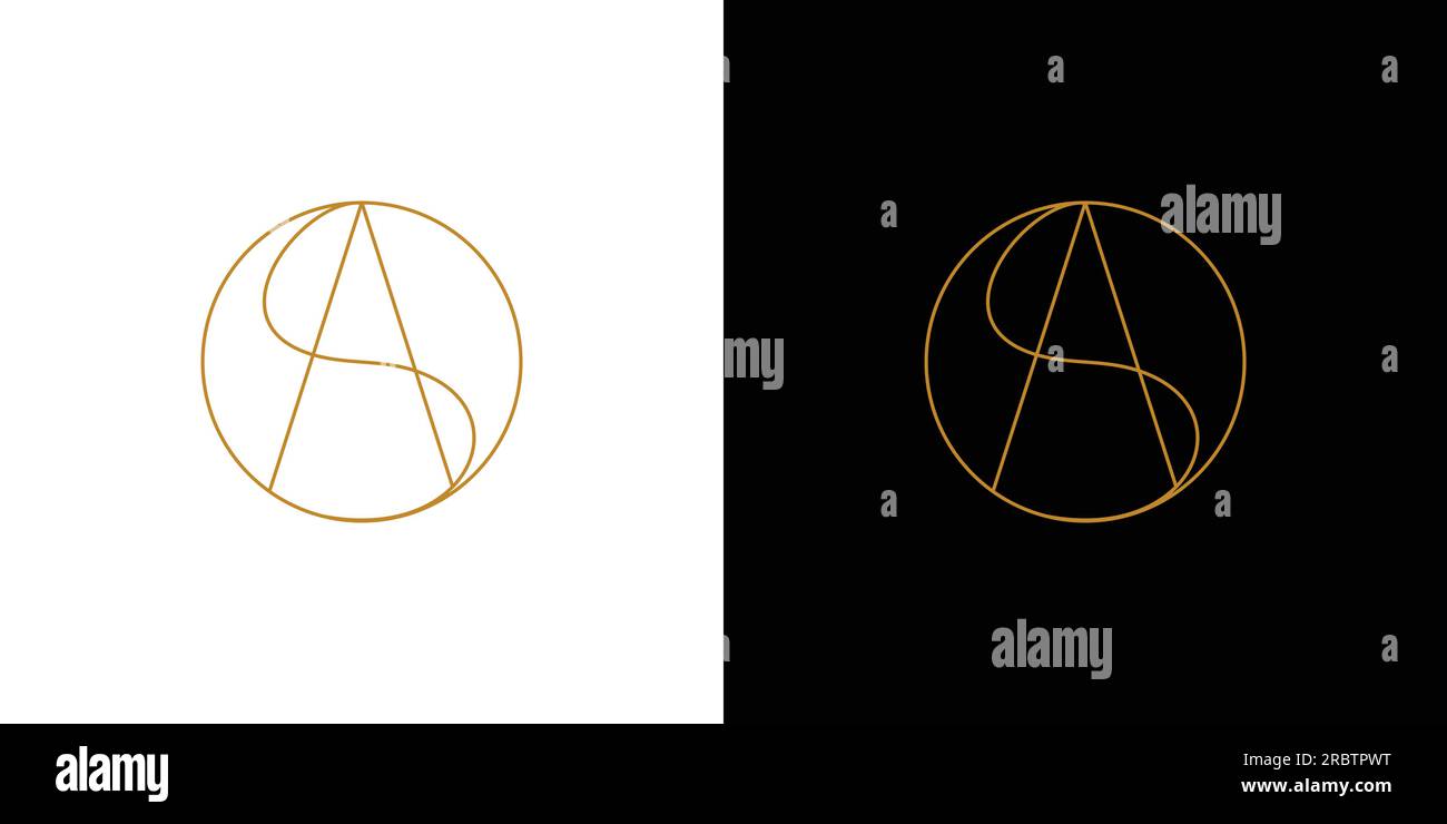 Modern and luxurious AS letter initial logo design Stock Vector