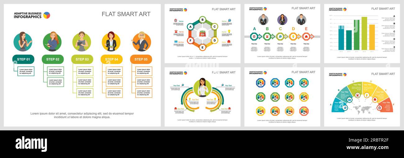 Colorful planning or ecology concept infographic charts set Stock