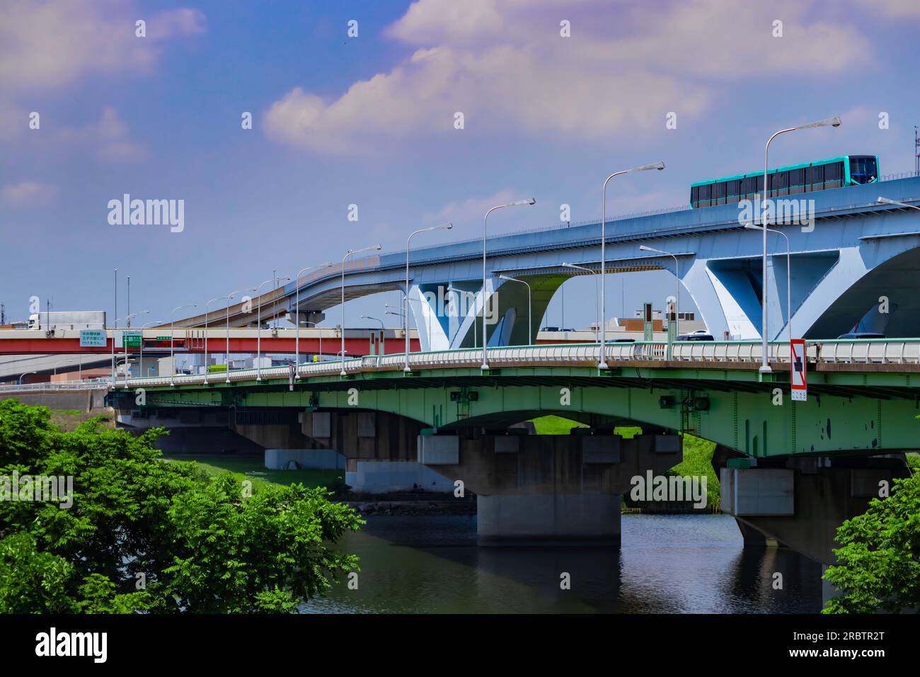 A traffic jam at the highway and railway in Tokyo Stock Photo Alamy