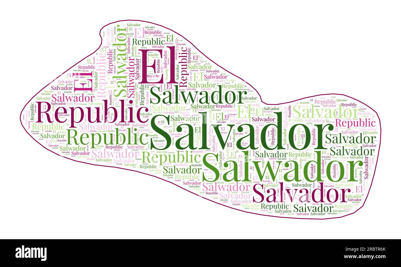 El Salvador shape filled with country name in many languages. El