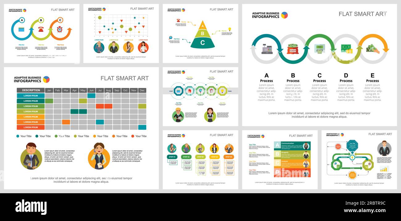 Colorful marketing or production concept infographic charts set Stock ...