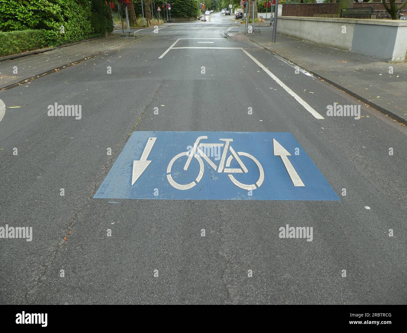 Cologne, Germany. 01st July, 2023. Bike lane Pictogram Road marking ...