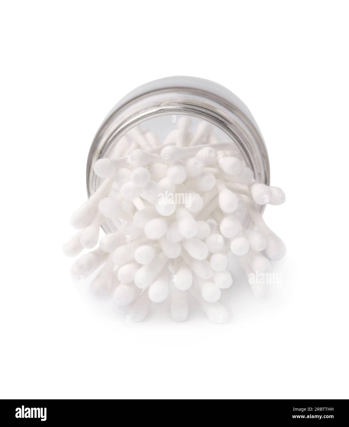 Glass jar with clean cotton buds isolated on white Stock Photo Alamy