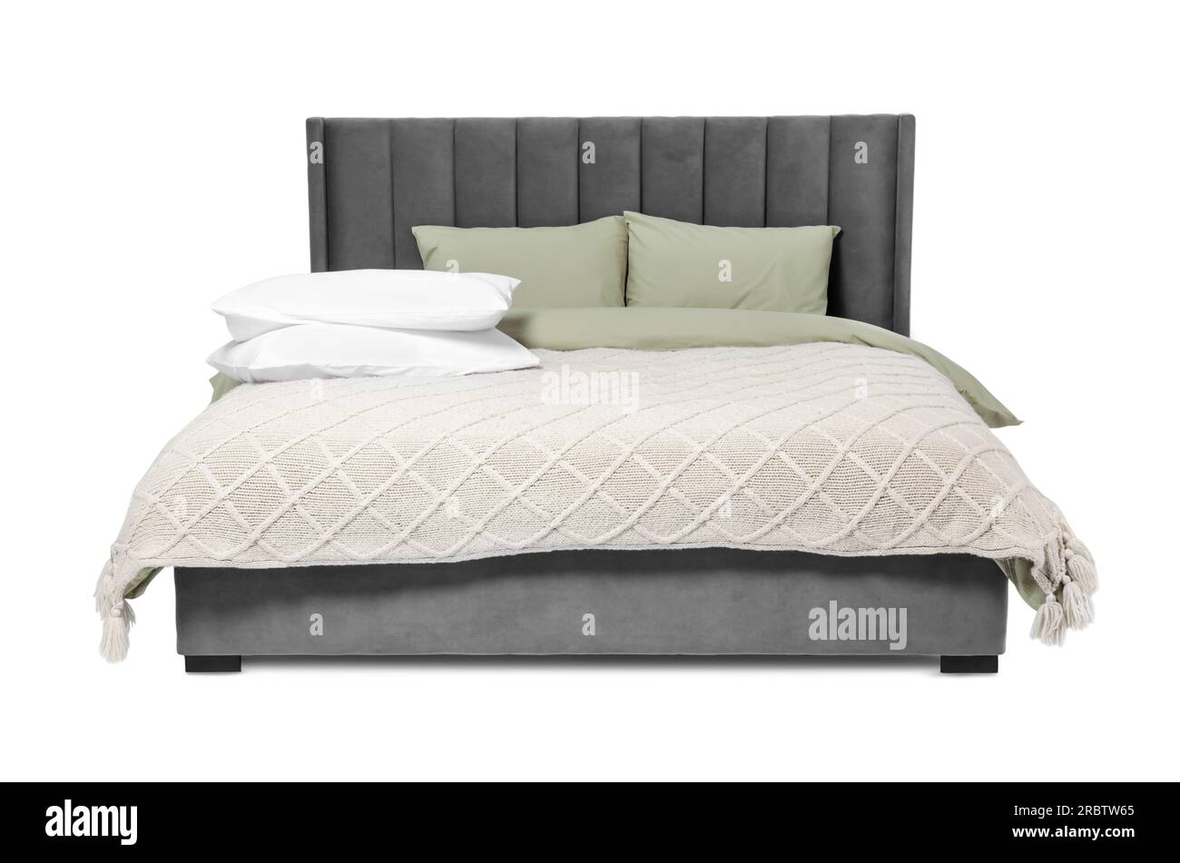 Comfortable bed gray blanket Cut Out Stock Images & Pictures - Alamy