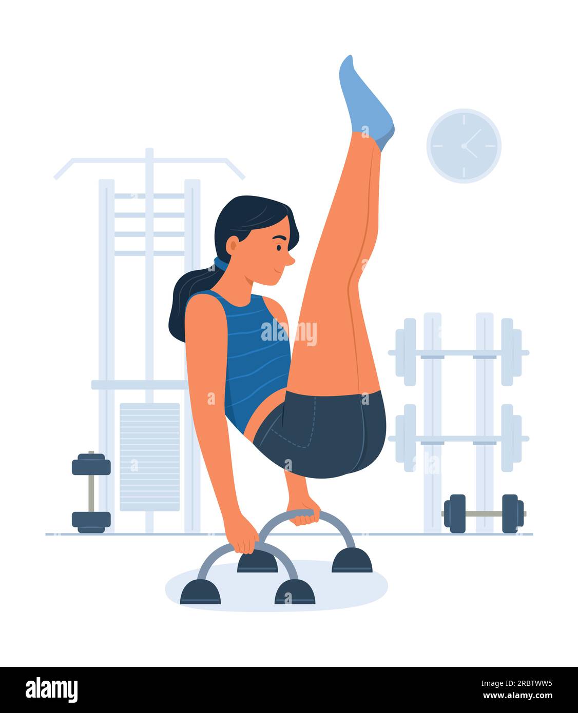 Woman On Fitness Ball Exercises Vector Background Concept With